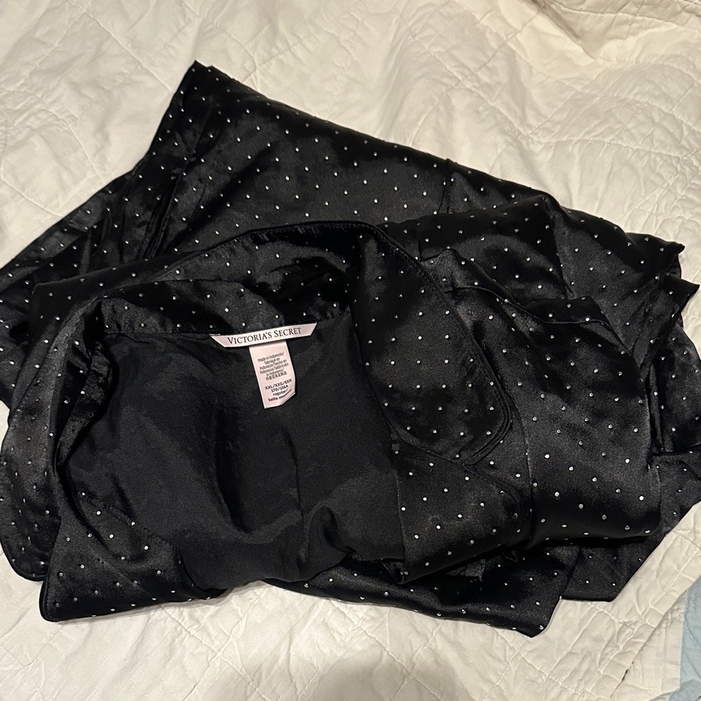 Victoria's Secret Black and Crystal Dotted PJs